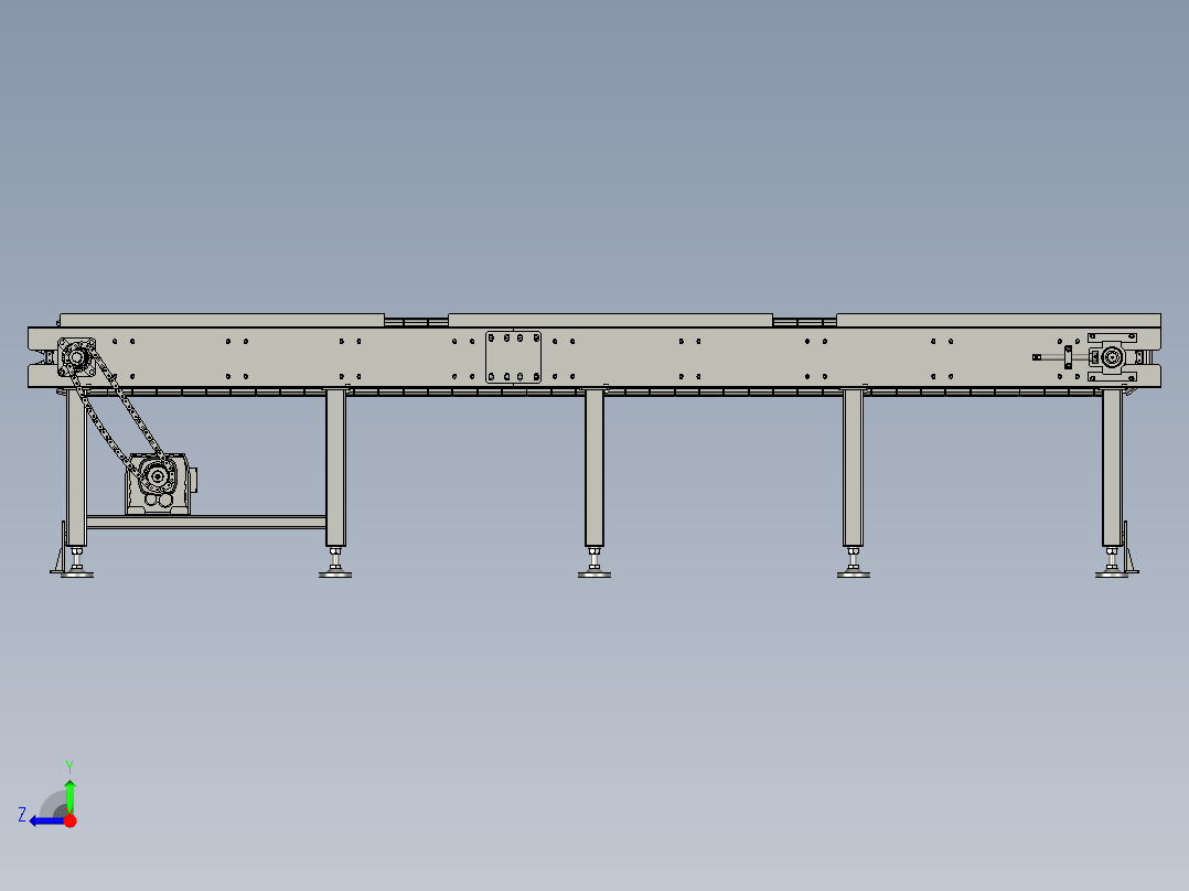 输送网架钢管喷漆用板链机右视图