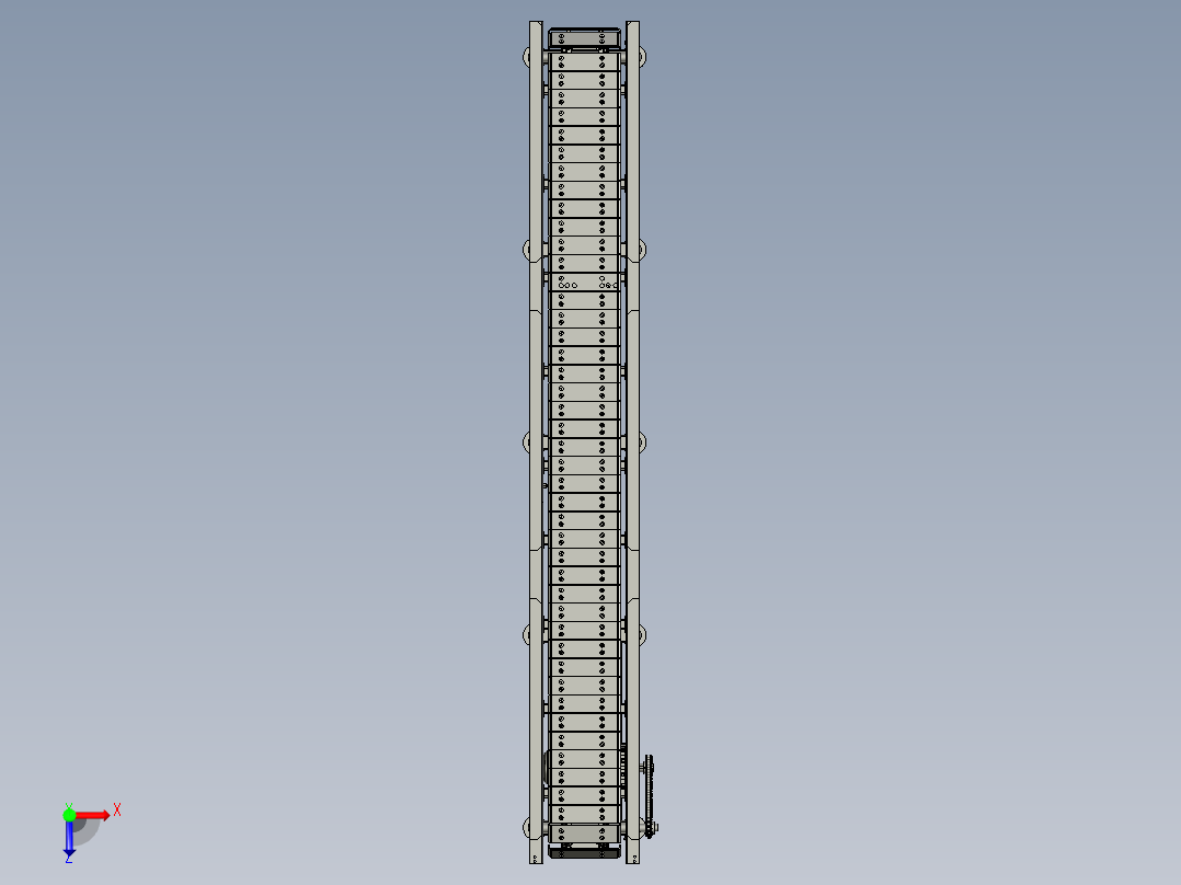 输送网架钢管喷漆用板链机俯视图