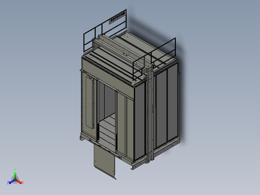 贯通电梯轿厢3D模型正等轴测图