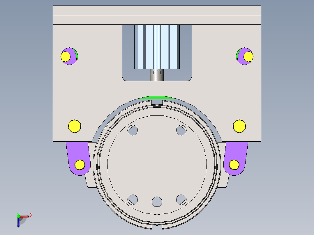 气动夹紧装置俯视图