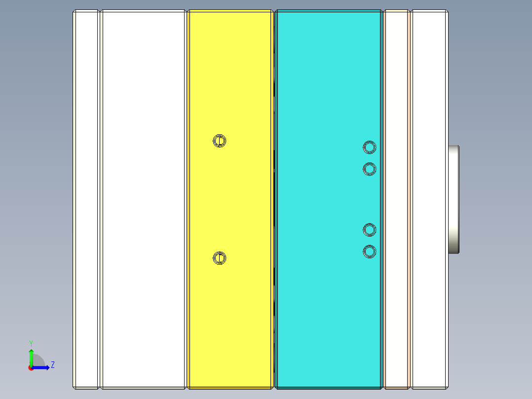 一款庭院灯上盖的塑料模具结构图左视图