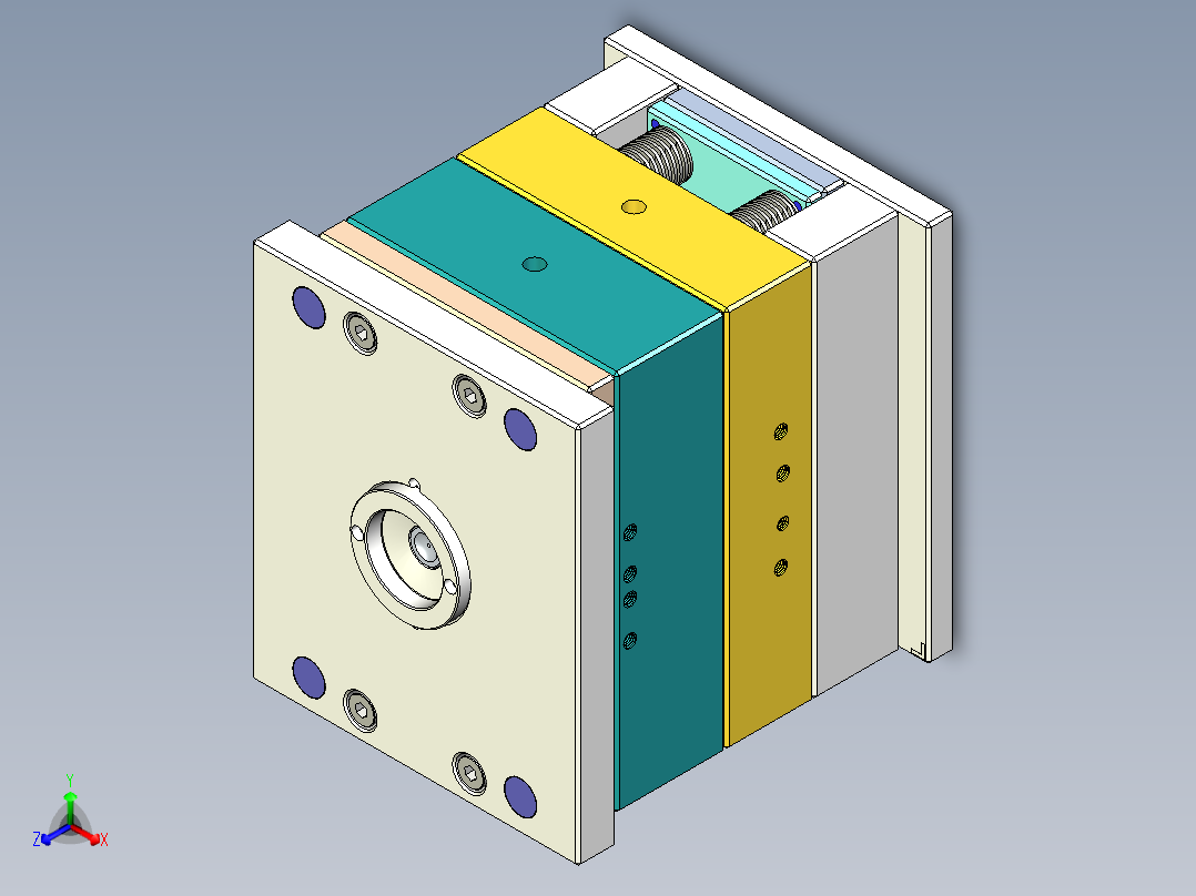 一款庭院灯上盖的塑料模具结构图正等轴测图