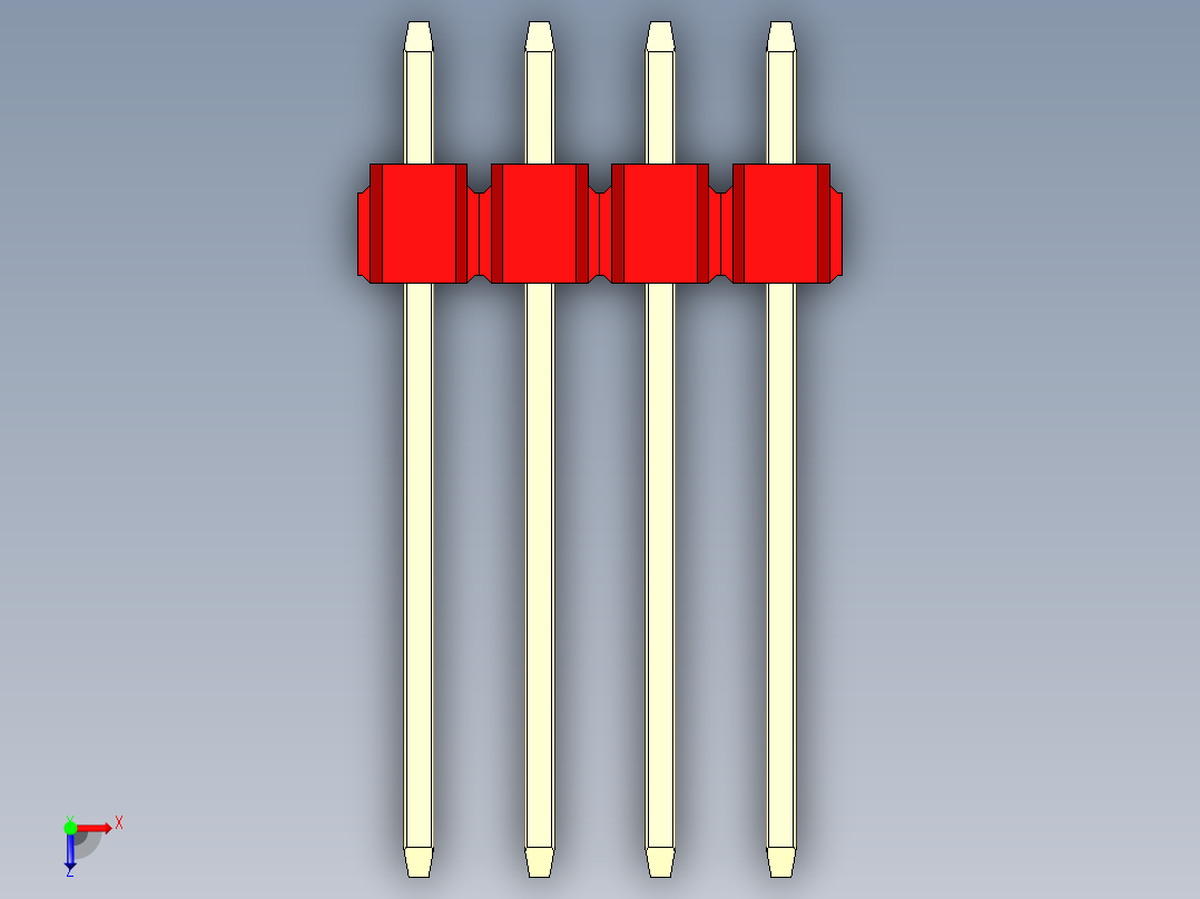 彩色公头100mil（2.54mm）系列-DS1021_red_3x04p_100mil_Type5_rev1.0俯视图