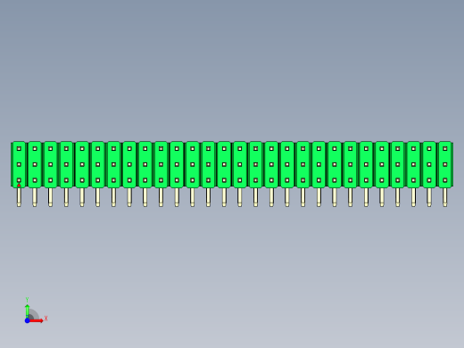 彩色公排针 100mil 2.54mm 系列-DS1022_green_3x28p_100mil_TypeD_rev1.0前视缩略图