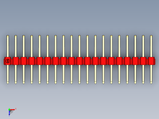 彩色公排针 100mil 2.54mm 系列-DS1022_red_3x19p_100mil_TypeD_rev1.0俯视缩略图