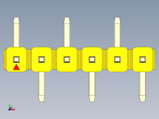 彩色公排针 100mil 2.54mm 系列-DS1022_yellow_06p_100mil_Type_SMT_R1_rev1.0前视缩略图