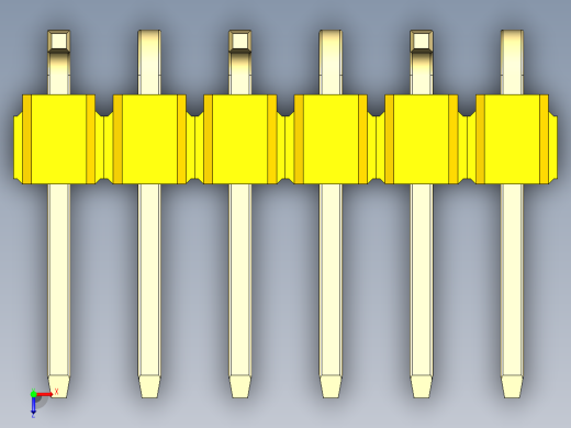 彩色公排针 100mil 2.54mm 系列-DS1022_yellow_06p_100mil_Type_SMT_R1_rev1.0俯视缩略图