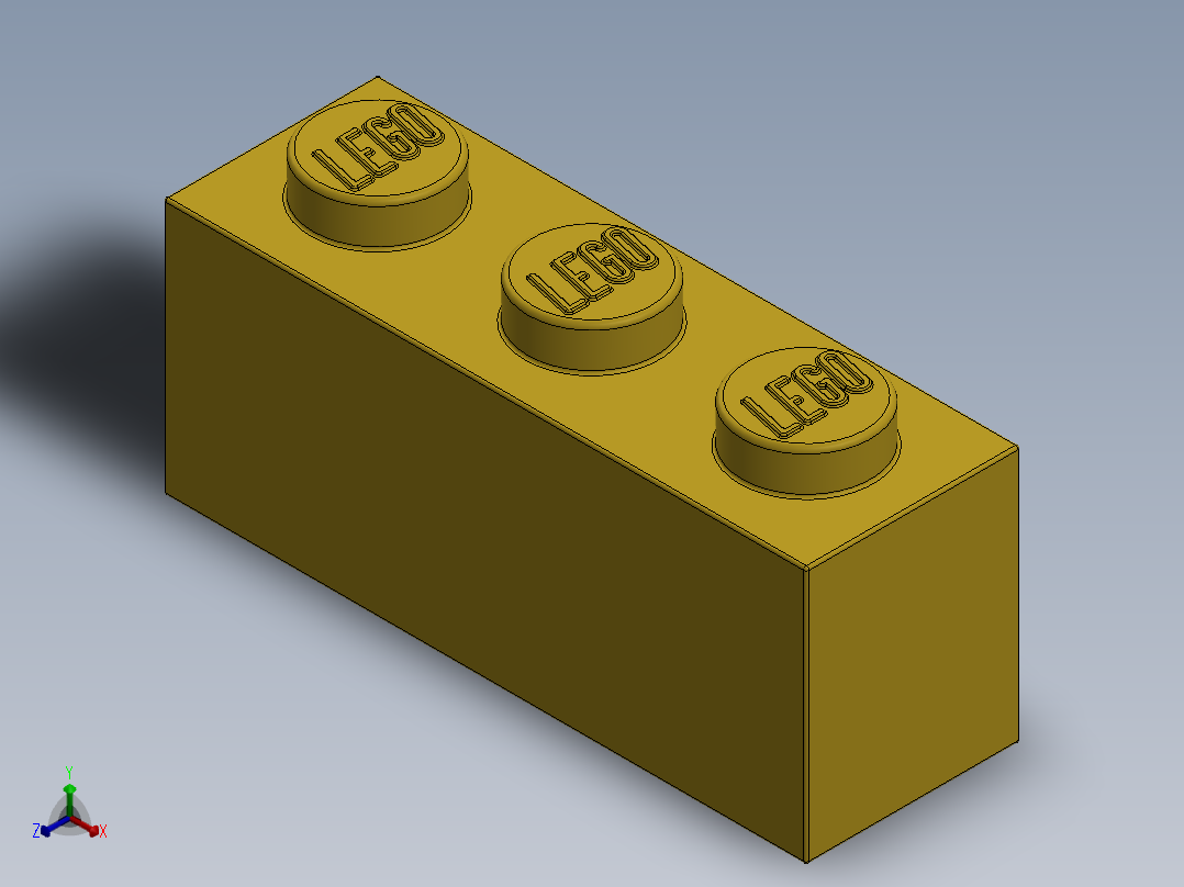 乐高套装 4421基本积木-362224 Bright Yellow Brick 1 x 3.SLDPRT正等轴测图