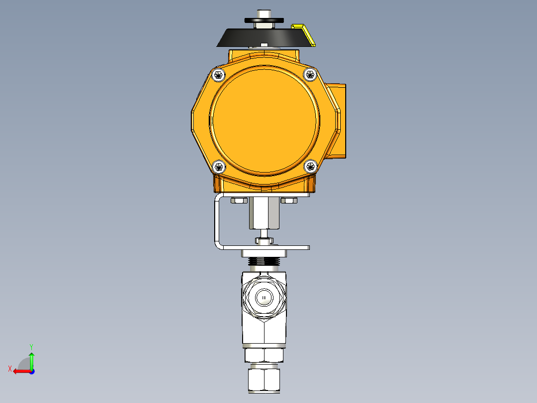 B系列三通球阀，后视图