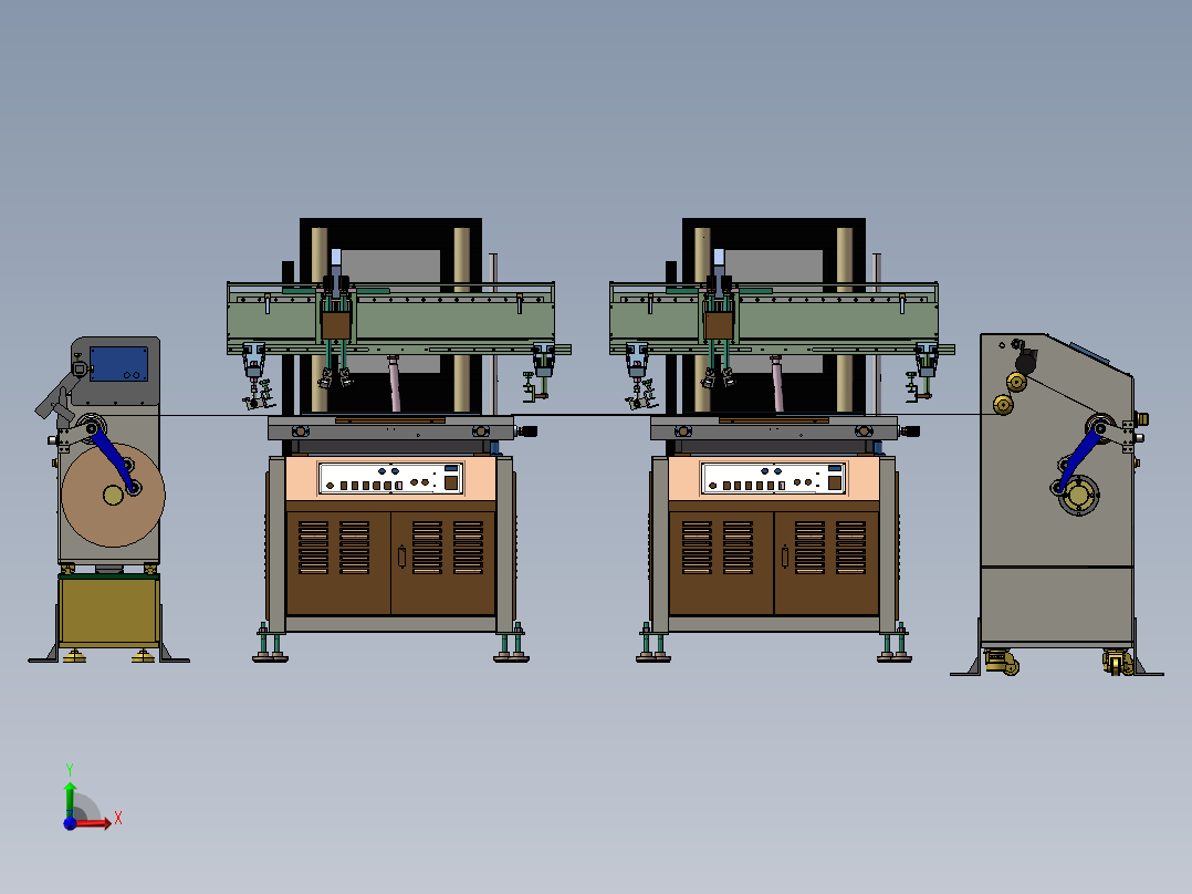 双色丝网印刷机三维SW模型前视图