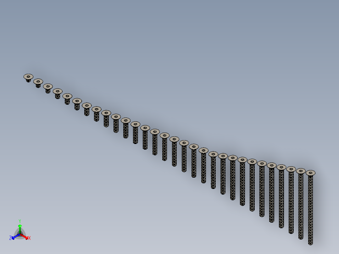 M10系列沉头内六角螺钉正等轴测图
