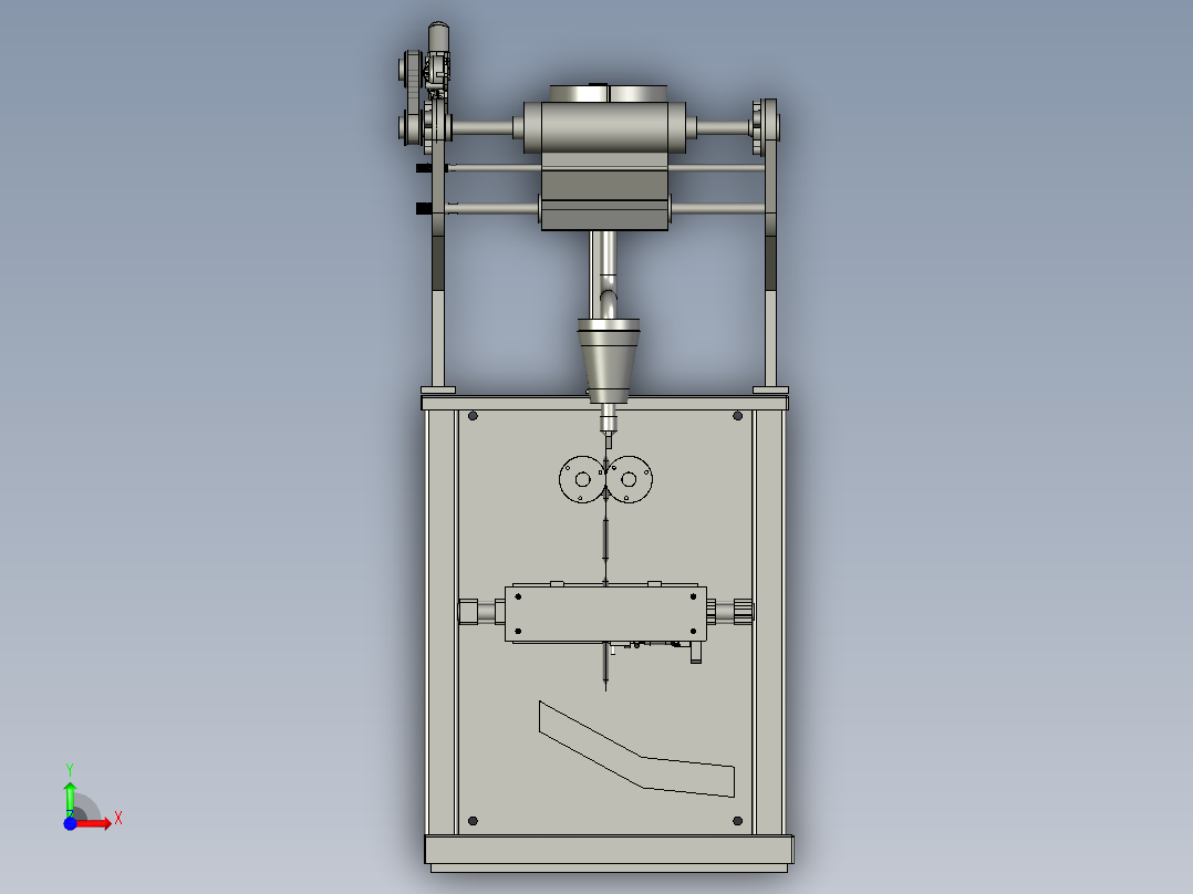 打包便携式液体的打包机前视图