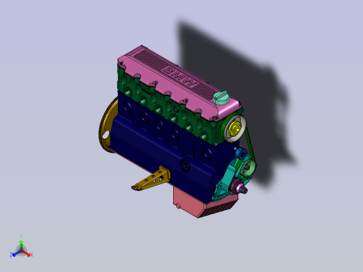 25升M20直列六缸发动机正等轴测缩略图