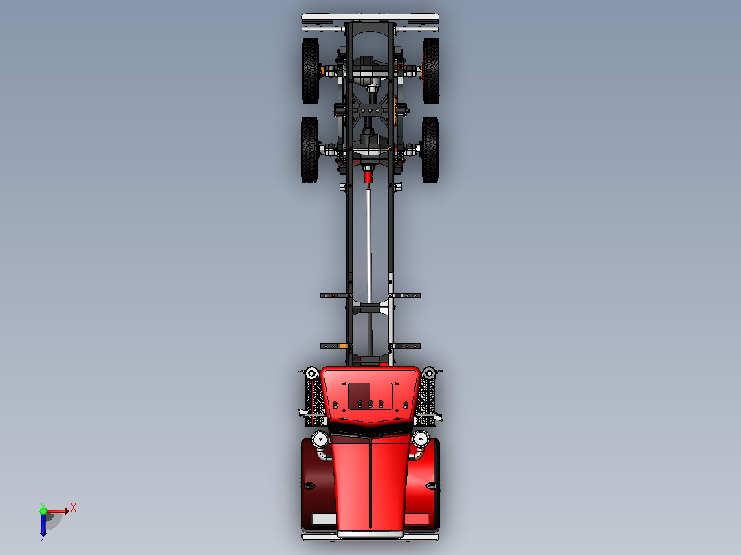 肯沃斯T370大卡车模型3D图纸 Solidworks设计俯视图