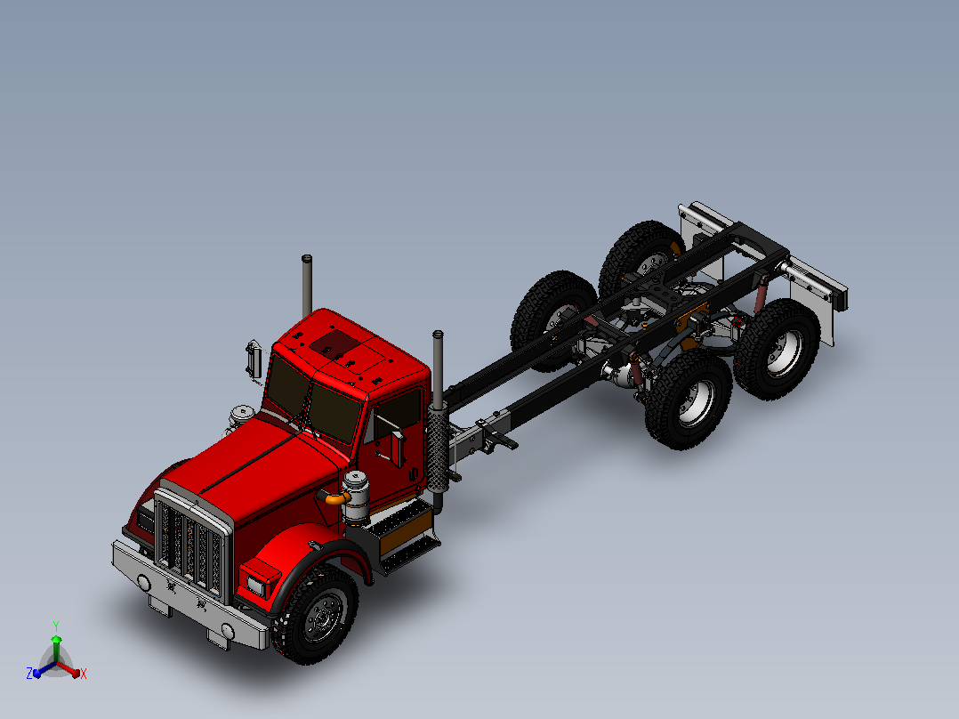 肯沃斯T370大卡车模型3D图纸 Solidworks设计正等轴测图