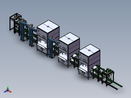 压合半自动组装线体sw17可编辑正等轴测缩略图