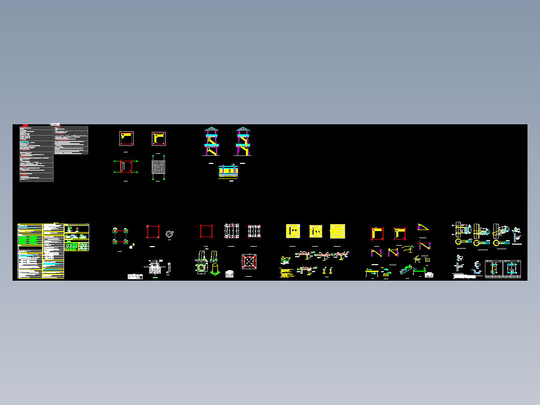 三层钢构瞭望台建筑结构全套施工图cad图纸图纸