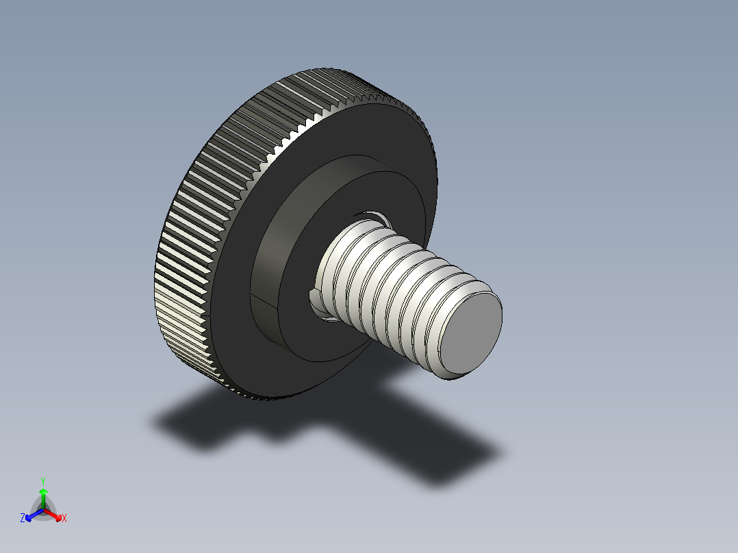滚花旋钮-Knurled Knob 0.312x1.000x0.500.STEP正等轴测图
