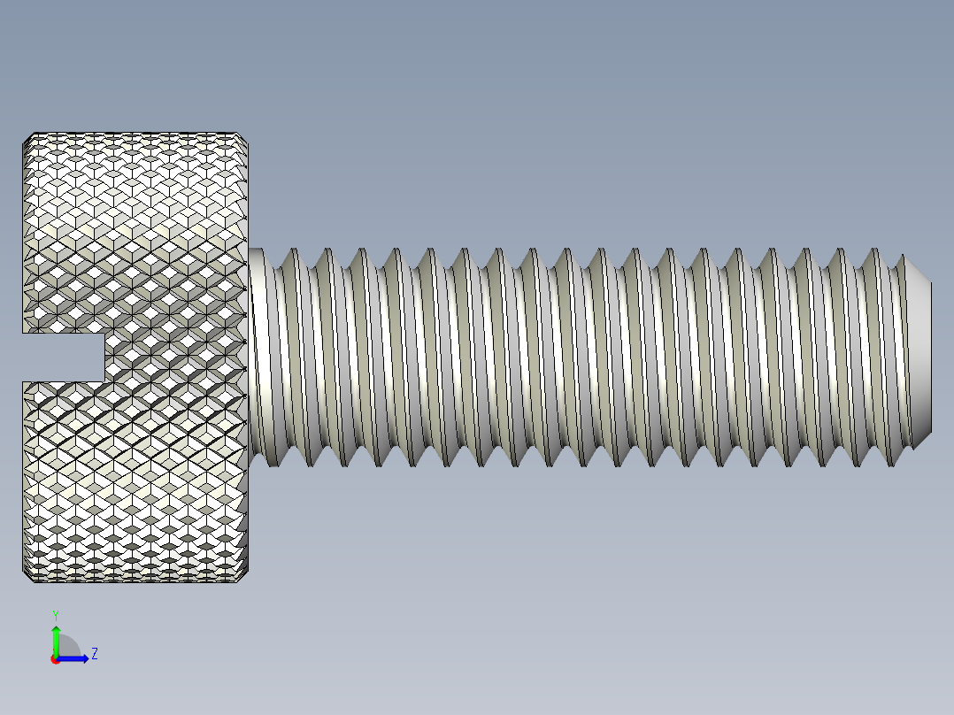 开槽滚花螺钉-M8 x 25mm左视图