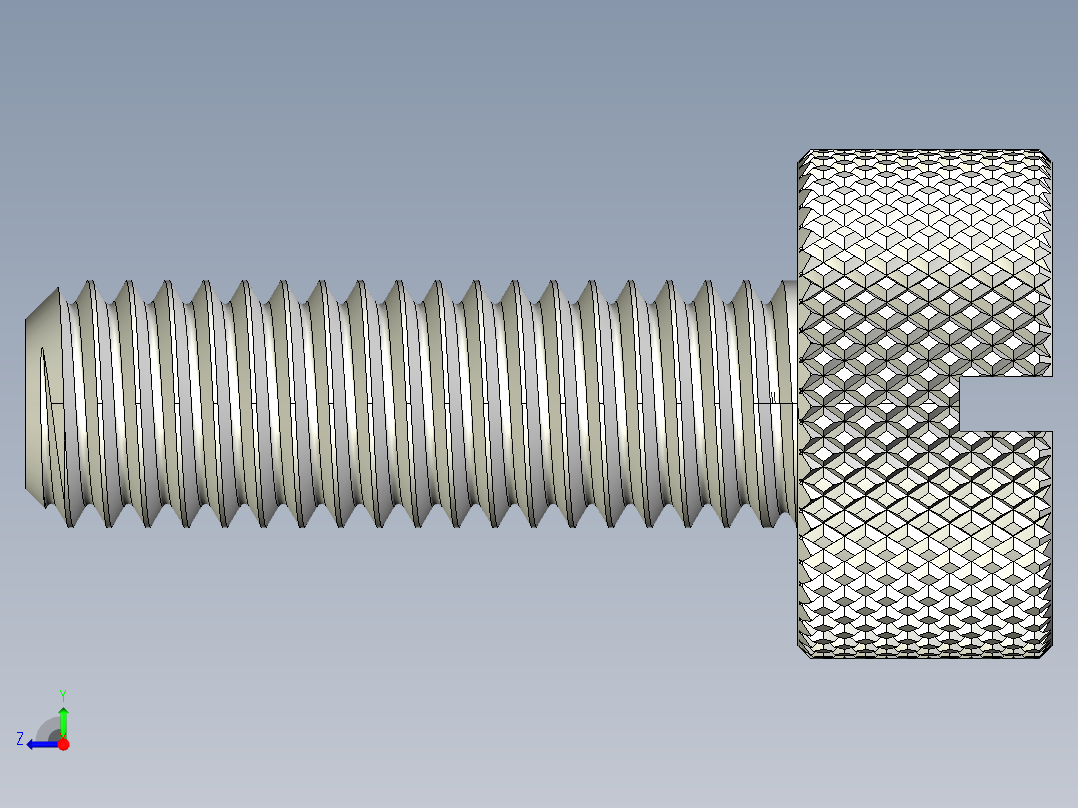 开槽滚花螺钉-M8 x 25mm右视图