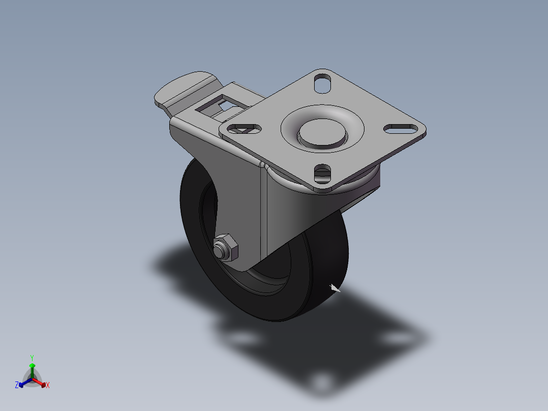 3寸脚轮正等轴测图