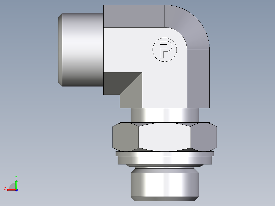卡套式工业通用硬管接头EO_Adjustable_Locknut_elbow_WEE12LROMDCF后视图