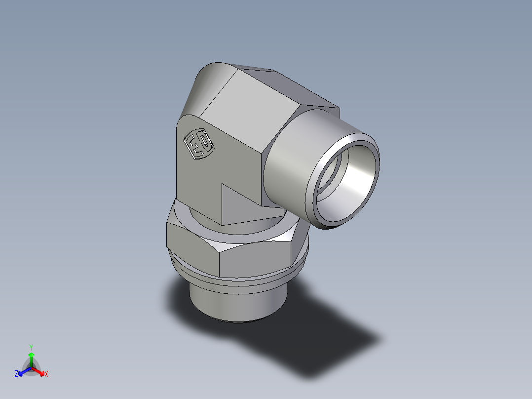卡套式工业通用硬管接头EO_Adjustable_Locknut_elbow_WEE12LROMDCF正等轴测图