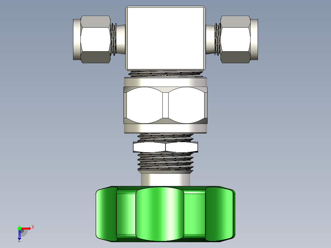 不锈钢高纯度高压隔膜密封阀，6 mm世伟洛克管接头，圆形手柄俯视图