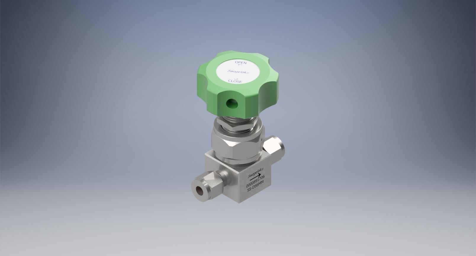 不锈钢高纯度高压隔膜密封阀，6 mm世伟洛克管接头，圆形手柄