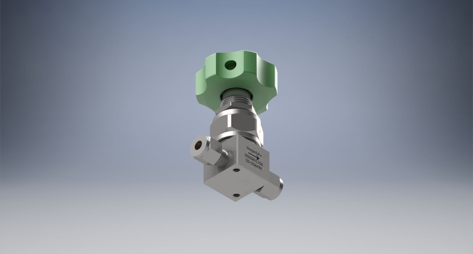 不锈钢高纯度高压隔膜密封阀，6 mm世伟洛克管接头，圆形手柄