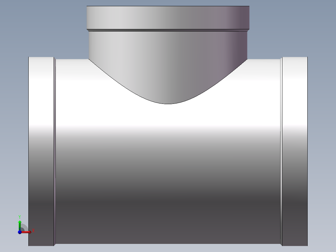 三通-异径 DN80-DN65前视图