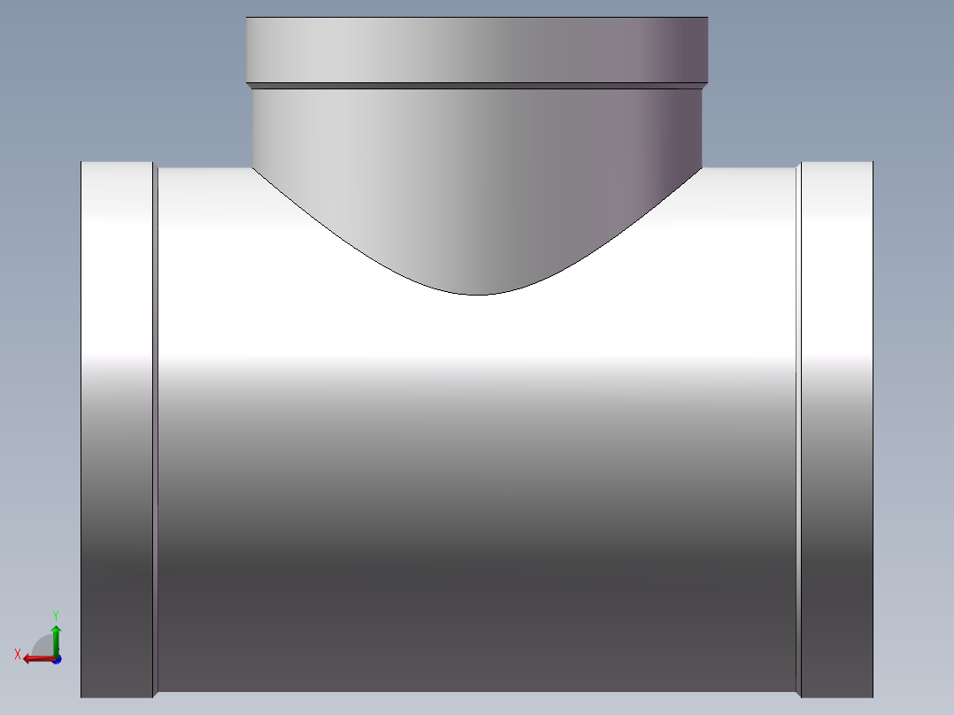 三通-异径 DN80-DN65后视图