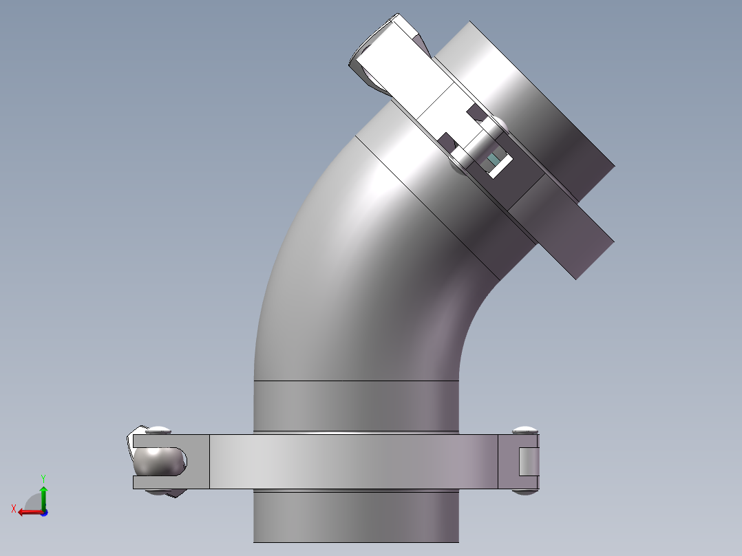 不锈钢快接-45°后视图