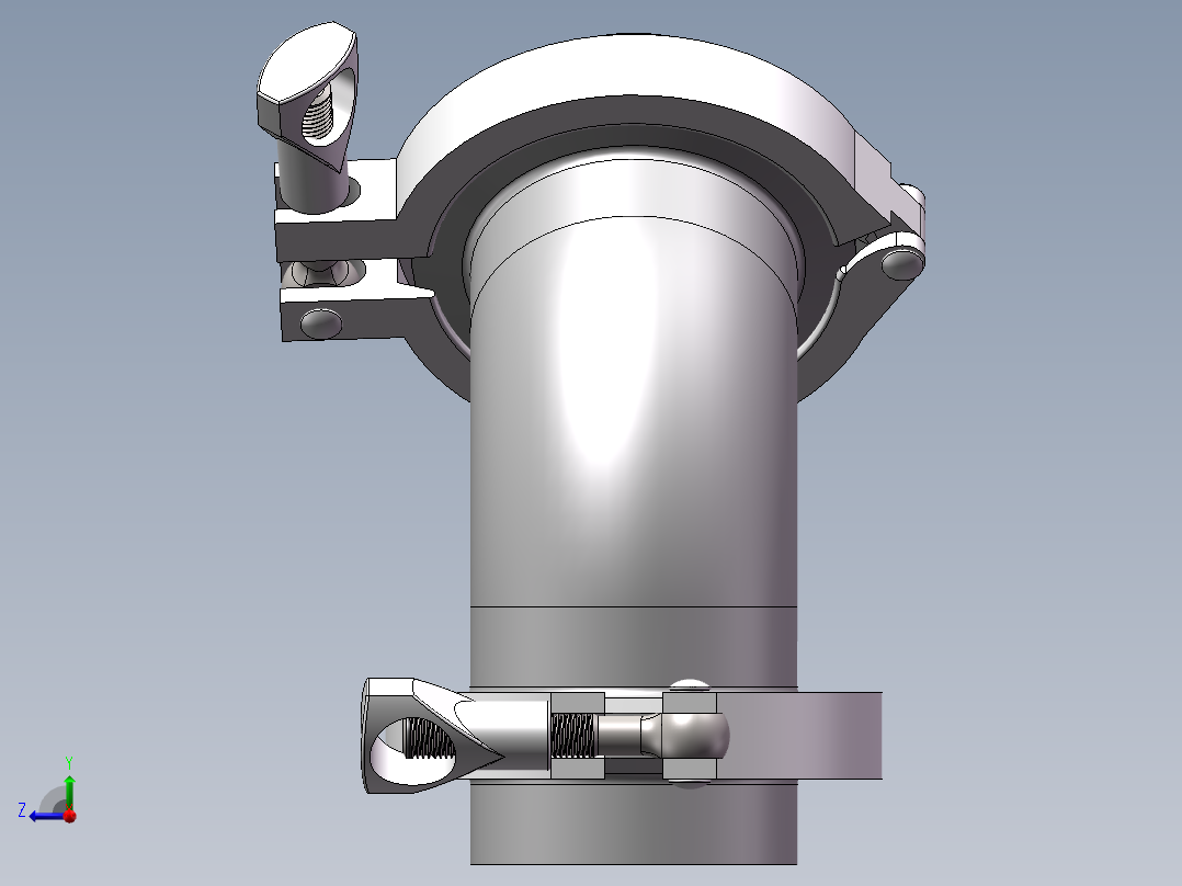 不锈钢快接-45°右视图
