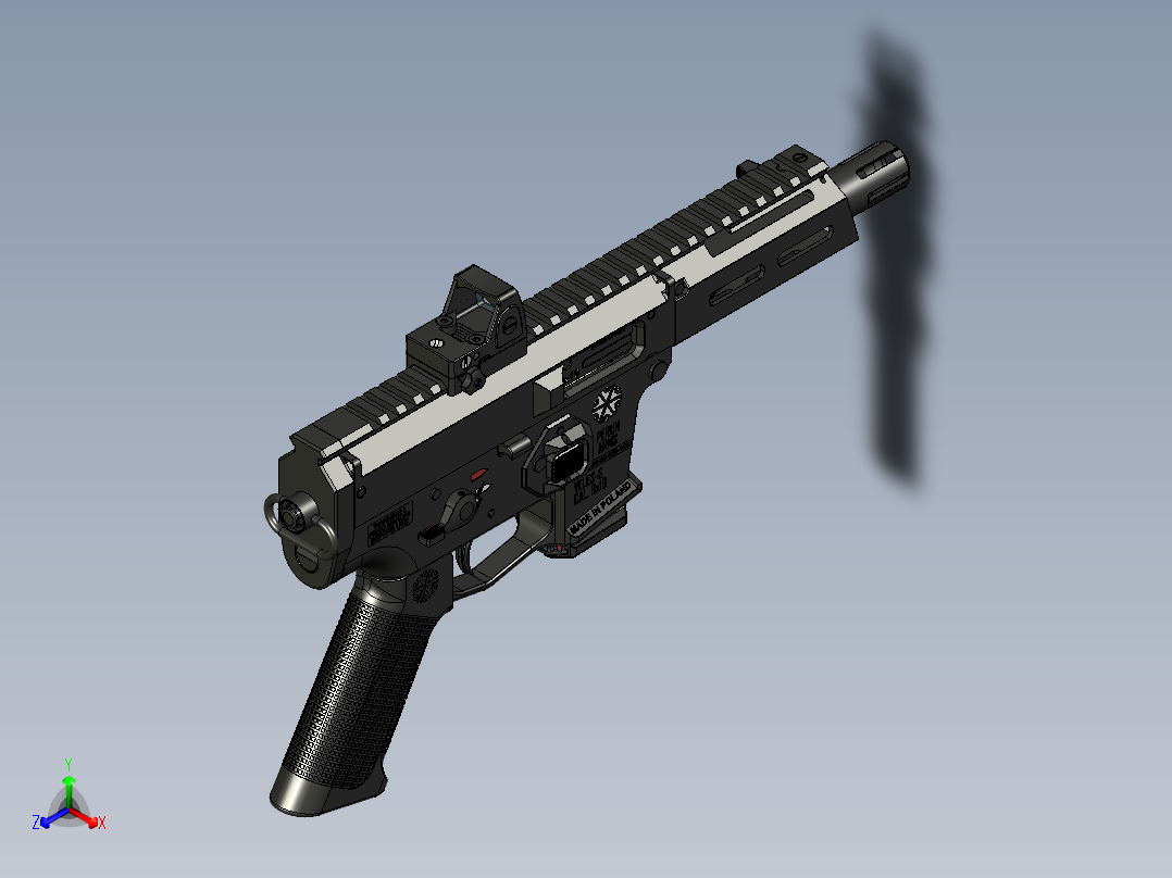 手枪左轮冲锋枪老式狙击步枪设计3D图纸veles-s-pistol STP正等轴测图