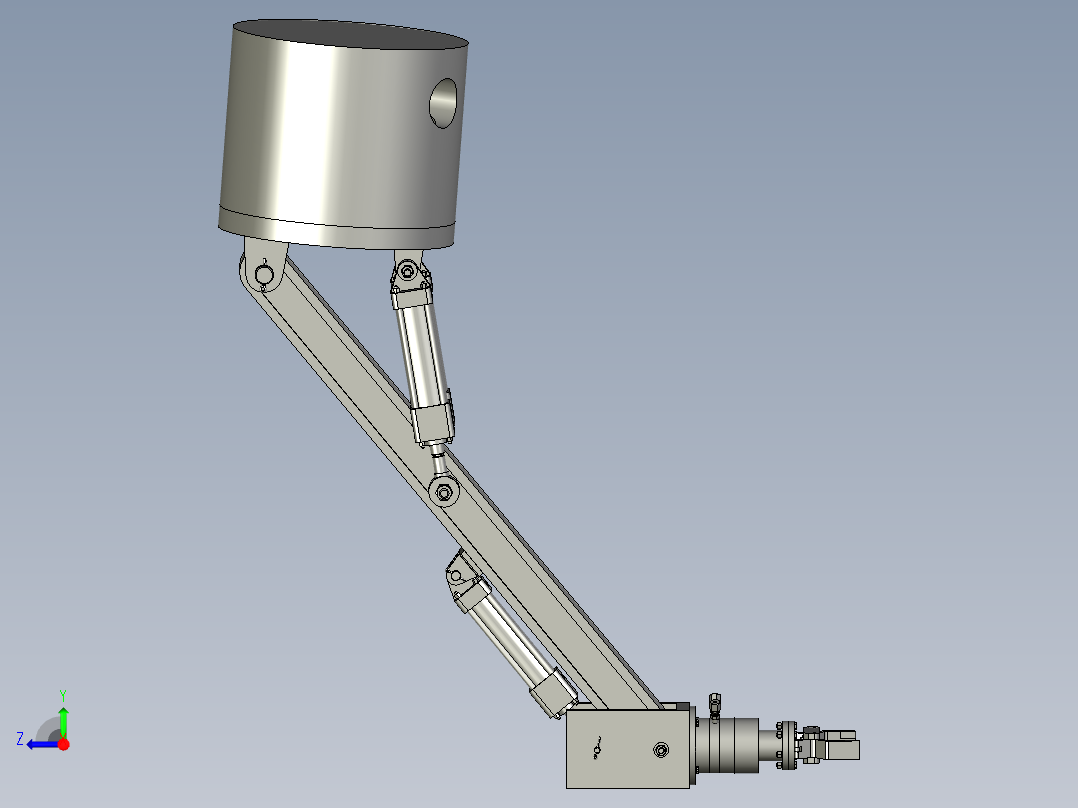 可抓取重物的搬运机器人的液压抓手右视图