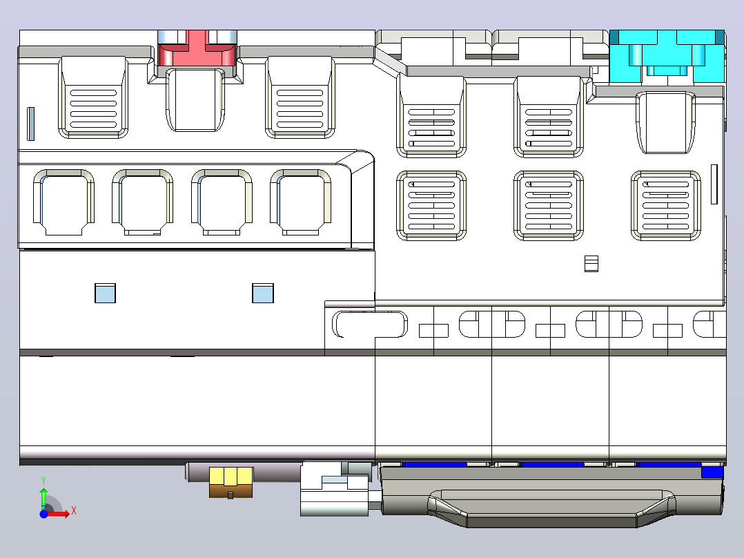 NB1LE-40 3P剩余电流动作断路器三维模型202309前视图