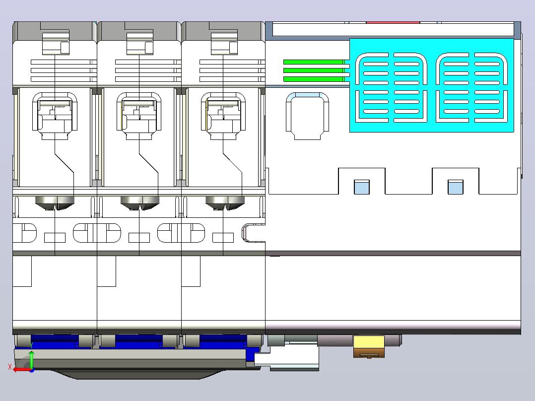 NB1LE-40 3P剩余电流动作断路器三维模型202309后视图