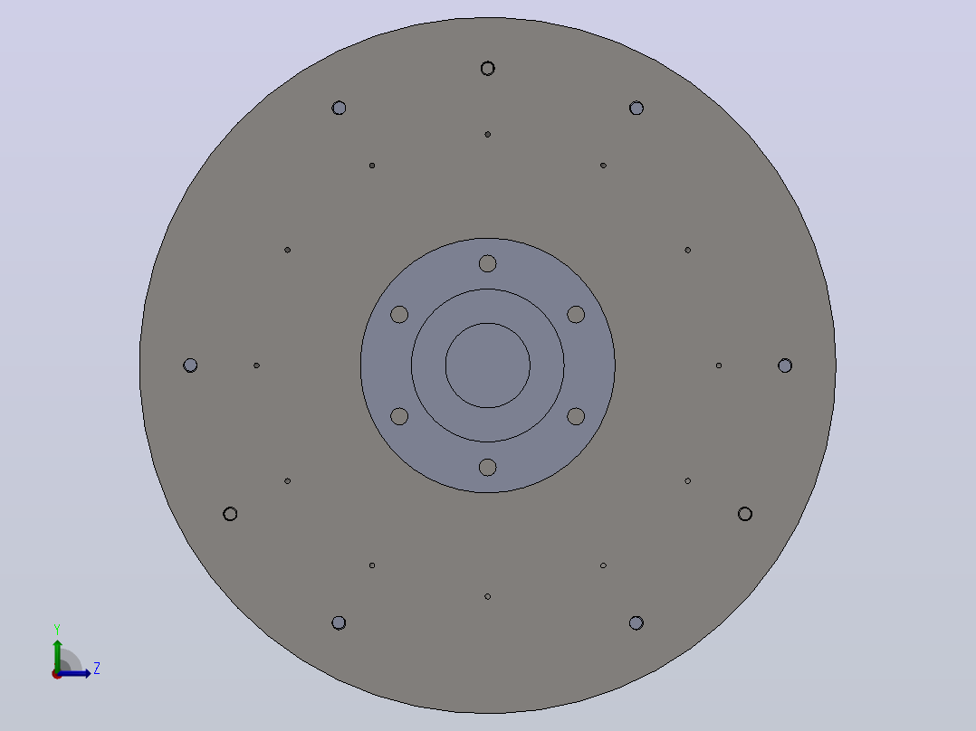 单片离合器3D图纸 Solidworks设计左视图
