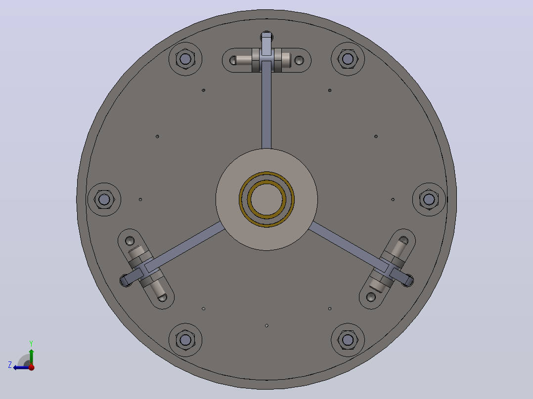 单片离合器3D图纸 Solidworks设计右视图