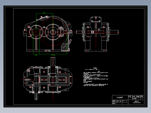 一级圆柱齿轮减速器CAD图下载