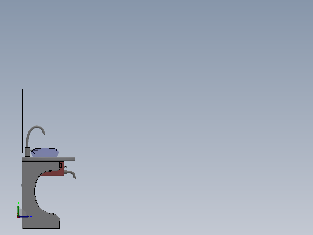 再利用节水洗漱盆左视图