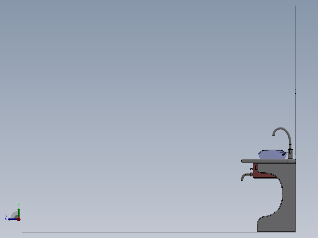 再利用节水洗漱盆右视图