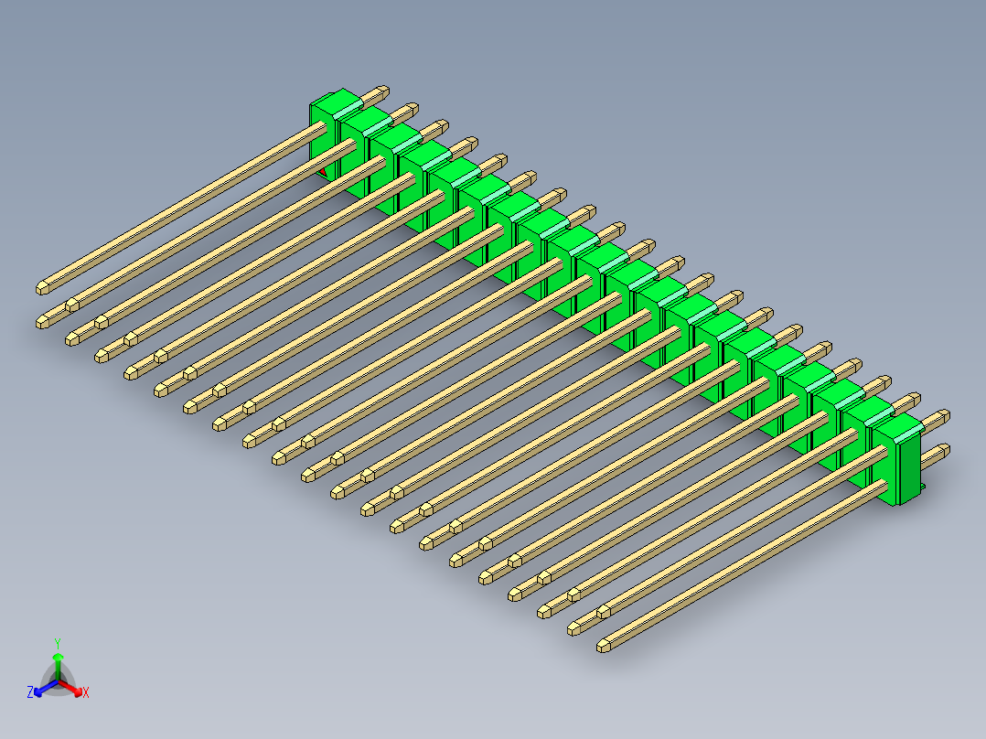 彩色公头100mil（2.54mm）系列-DS1021_green_2x20p_100mil_Type43_rev1.0主视图