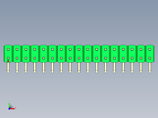彩色公排针 100mil 2.54mm 系列-DS1022_green_2x17p_100mil_TypeD_rev1.0前视缩略图