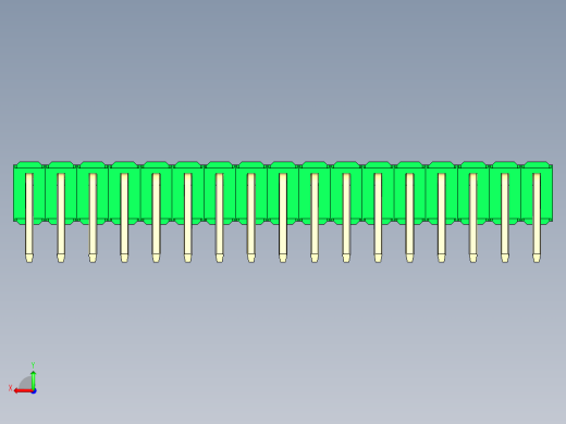 彩色公排针 100mil 2.54mm 系列-DS1022_green_2x17p_100mil_TypeD_rev1.0后视缩略图