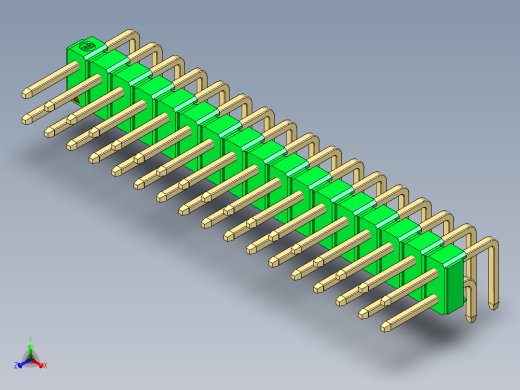 彩色公排针 100mil 2.54mm 系列-DS1022_green_2x17p_100mil_TypeD_rev1.0正等轴测缩略图