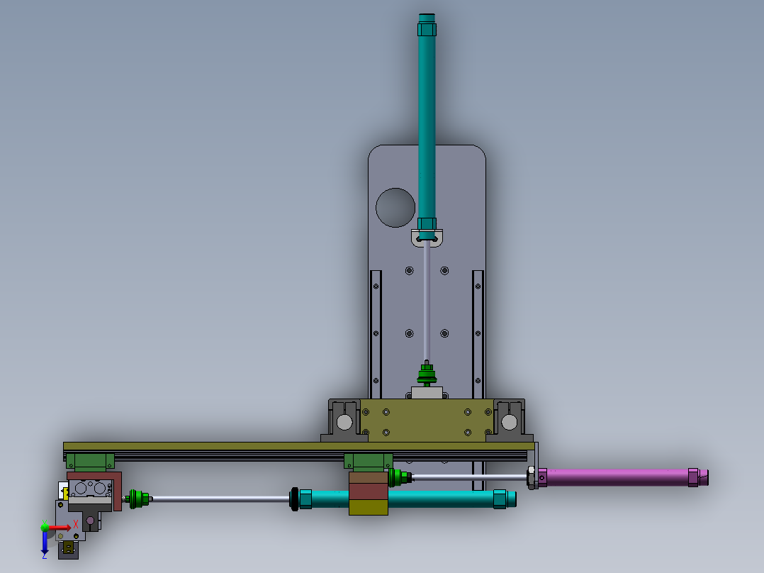 直线抓取机构俯视图