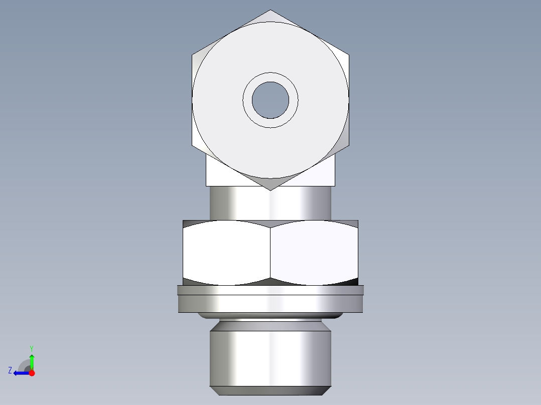 卡套式工业通用硬管接头EO_Adjustable_locknut_branch_tee_TEE06ZSRCF右视图