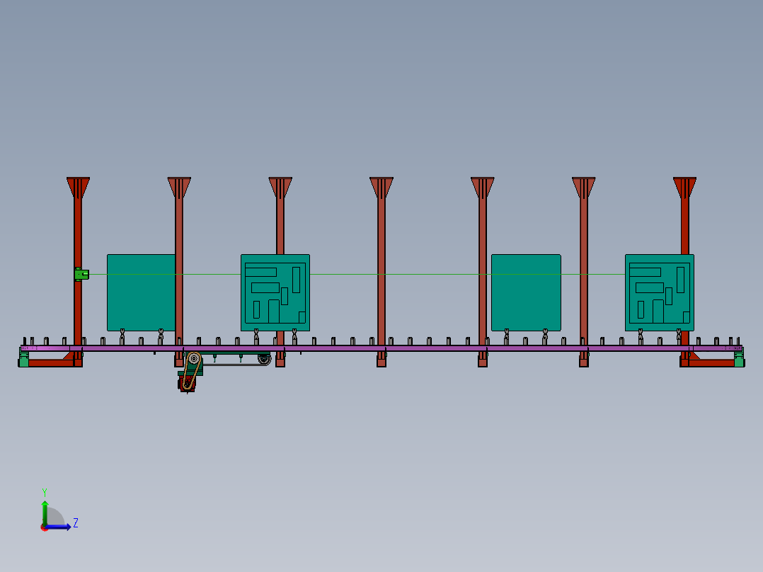 悬挂链输送线sw18可编辑左视图